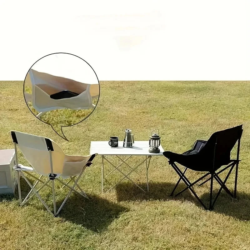 Portable Folding Camping Chair Beige Lightweight Outdoor Seat for Fishing Hiking Picnic and Camping