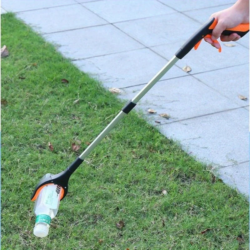 32 Inch Orange Heavy Duty Garbage Grabber with 360° Rotating Clamp Foldable Reaching Tool