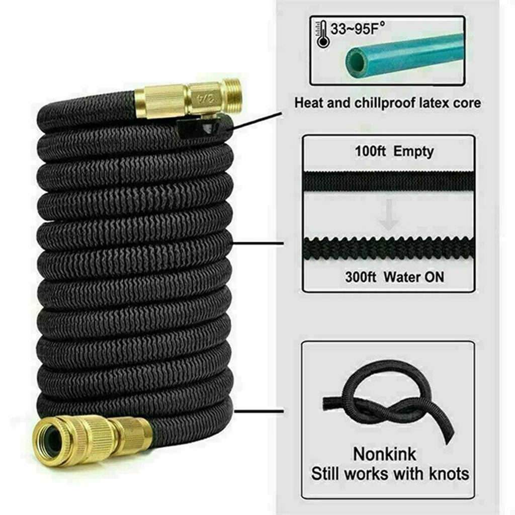 50FT Expandable Garden Hose with Spray Nozzle Flexible Water Pipe