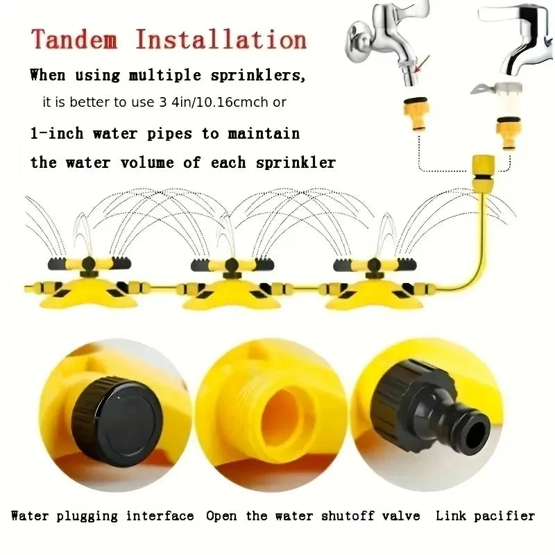 2 Pack 360 Degree Garden Sprinklers with 10m Hose Automatic Rotating Watering System for Lawn Garden and Yard
