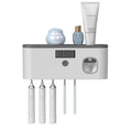 Gray Wireless Charging UV Toothbrush Disinfector Wall Mounted Holder Storage Rack