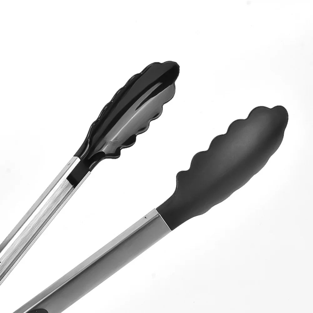 27cm Stainless Steel BBQ Tongs Kitchen Food Clip for Grilling Serving