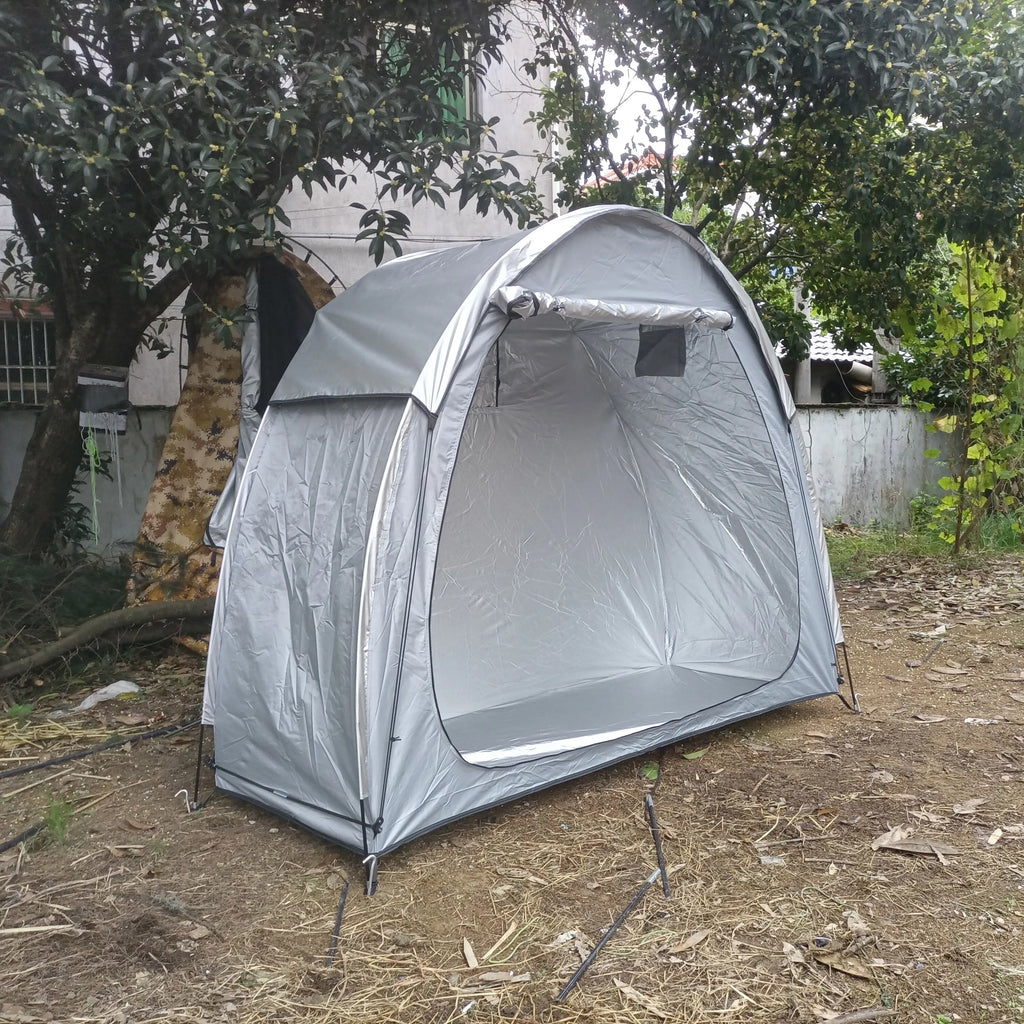 Waterproof Bicycle Storage Tent Gray with Rainfly Portable Outdoor Shelter for 2 to 3 Bikes Garden Equipment