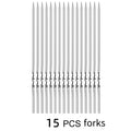 15 Piece Stainless Steel BBQ Skewers Reusable Kebab Sticks for Grilling