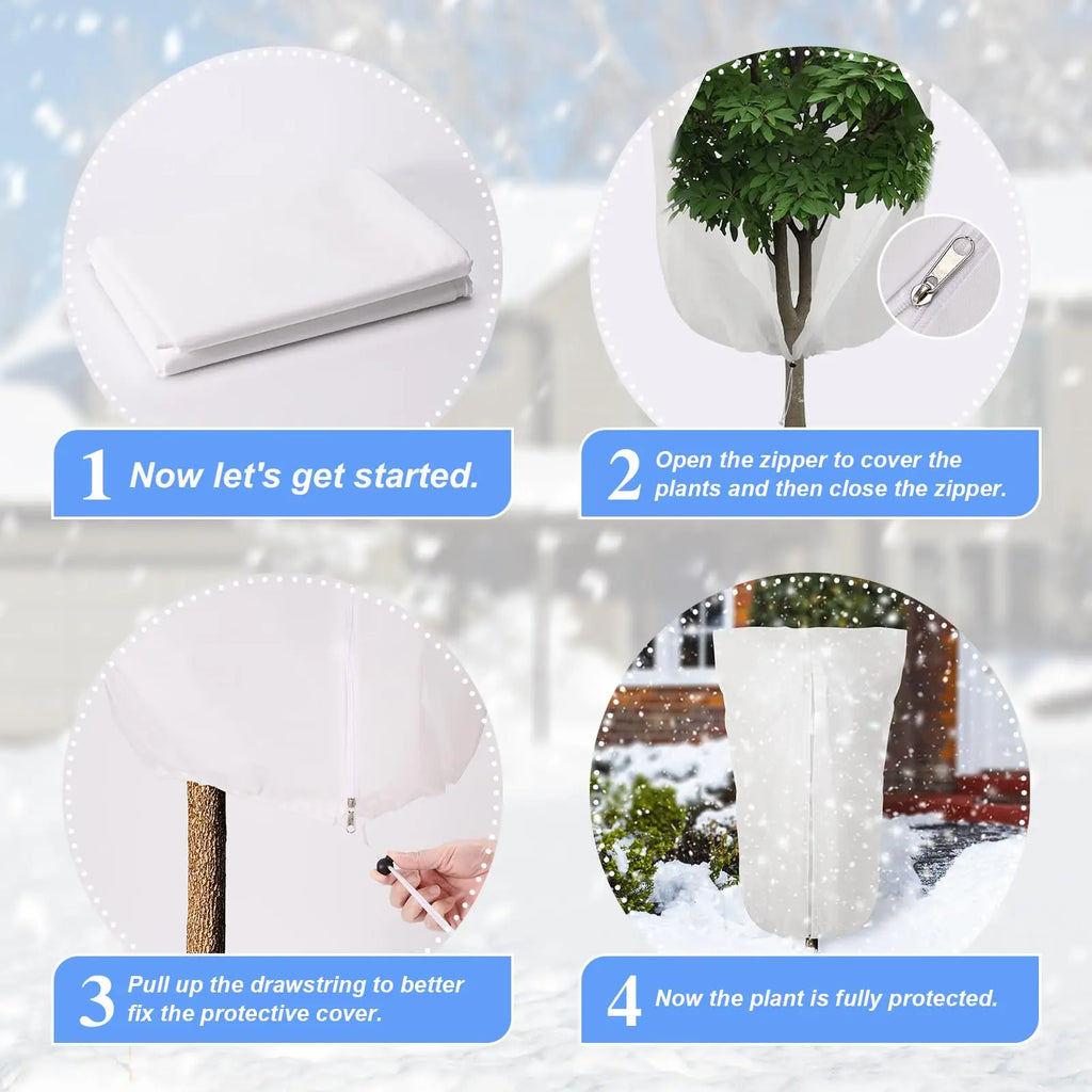 Plant Frost Protection Cover White 80 × 120 cm Non-Woven Plant Cover with Drawstring for Trees and Shrubs