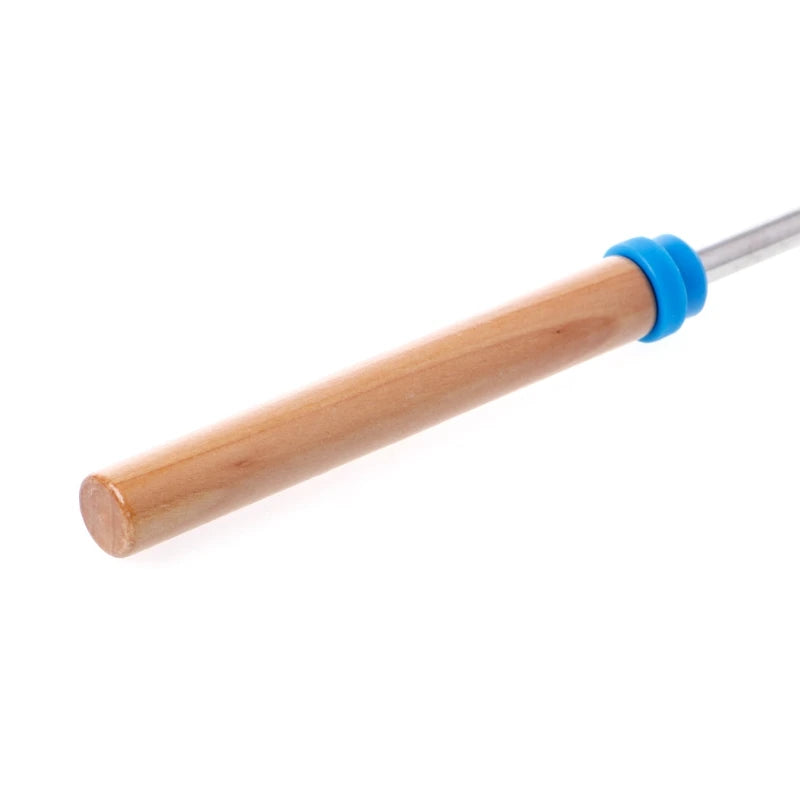 Telescoping BBQ Roasting Stick Stainless Steel Campfire Fork with Wood Handle