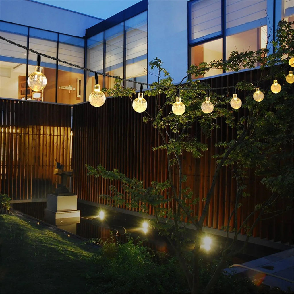 5M 20 LED Solar Bubble Ball String Lights Warm White Waterproof Outdoor Garden Patio Decorative Lights