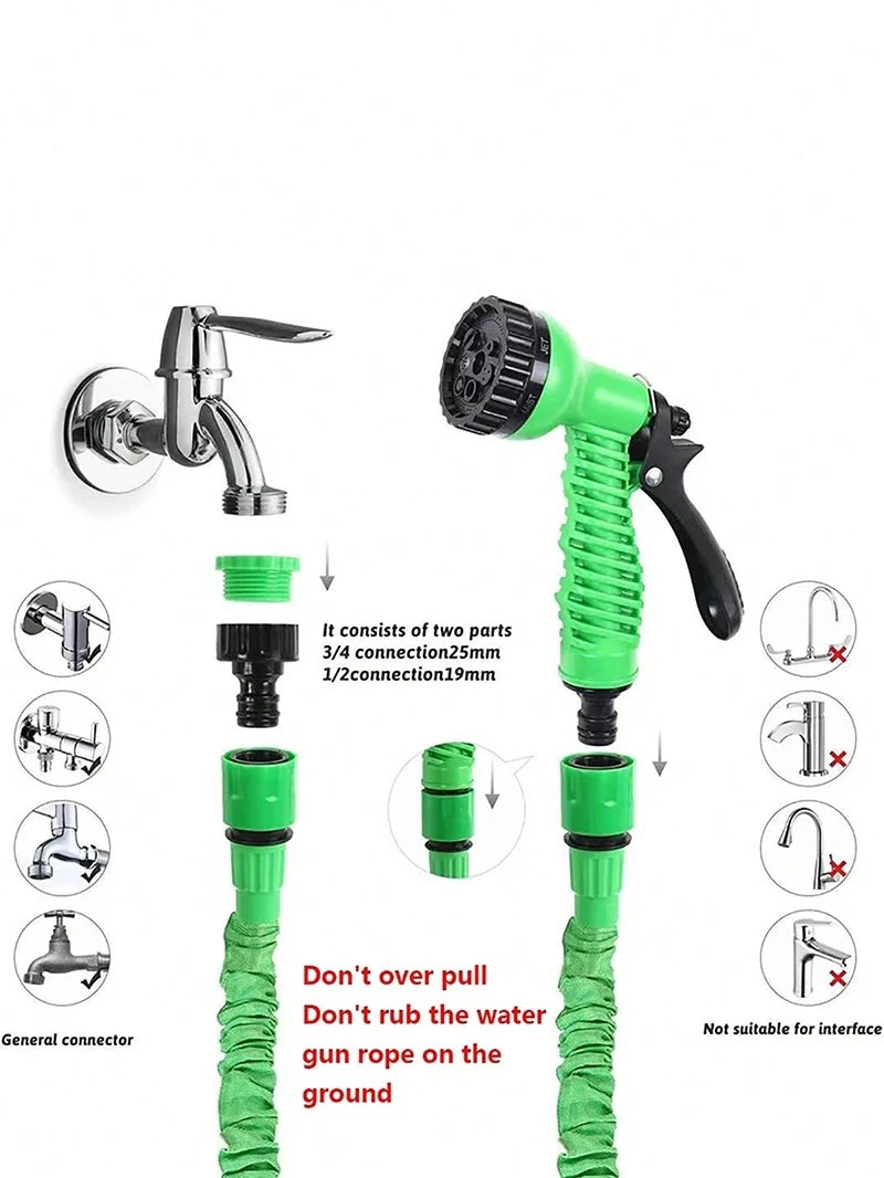 175FT Expandable Magic Garden Hose Green High Pressure Water Hose with 7 Spray Functions and Spray Gun