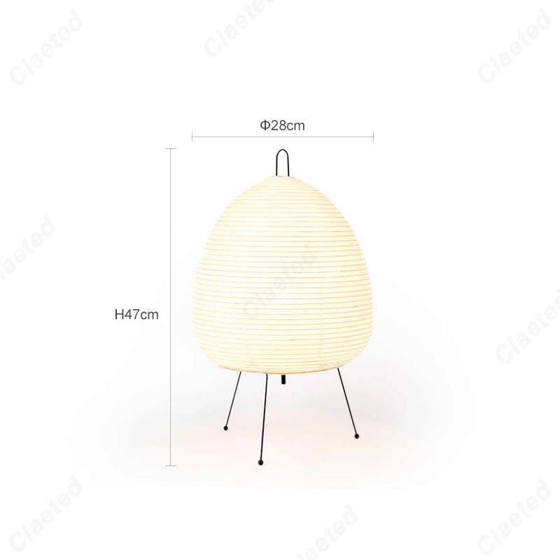 Japanese Style Paper Table Lamp LED Lantern Desk Light with Iron Tripod for Bedroom Living Room