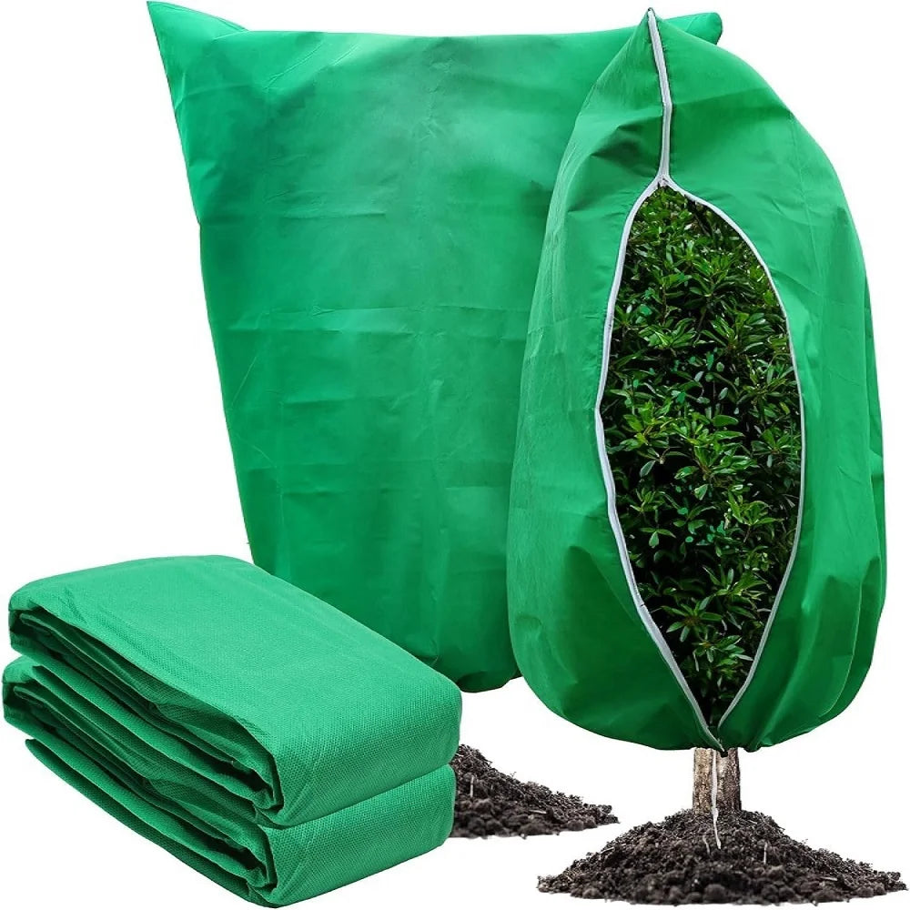 Plant Frost Protection Cover Green 80 × 120 cm Non-Woven Plant Cover with Drawstring for Trees and Shrubs
