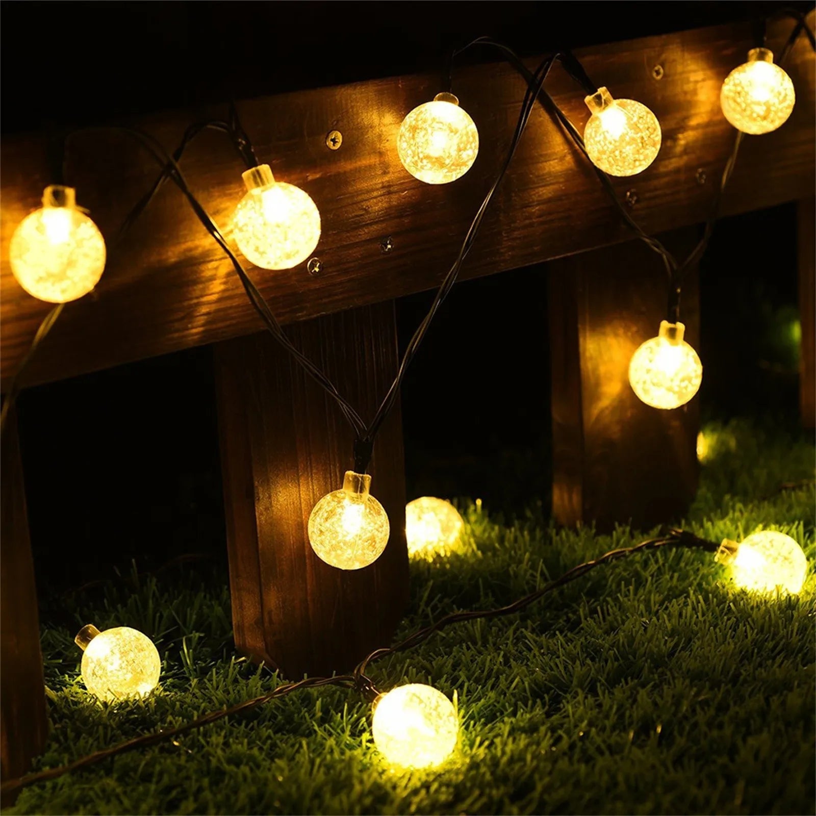 5M 20 LED Solar Bubble Ball String Lights Warm White Waterproof Outdoor Garden Patio Decorative Lights