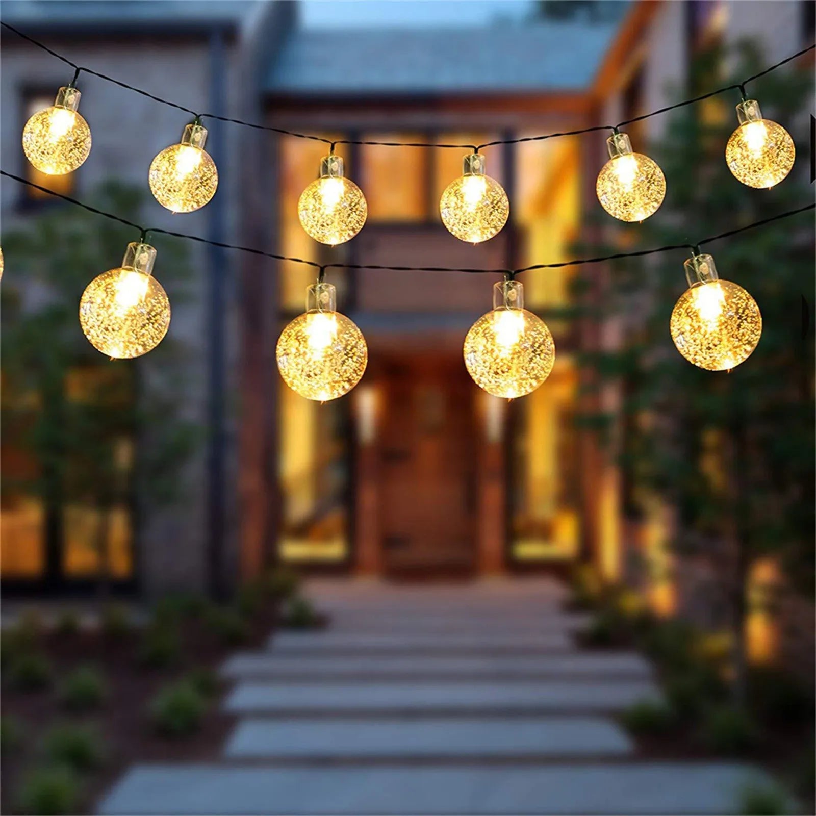 7M 50 LED Solar Bubble Ball String Lights Warm White Waterproof Outdoor Garden Patio Decorative Lights