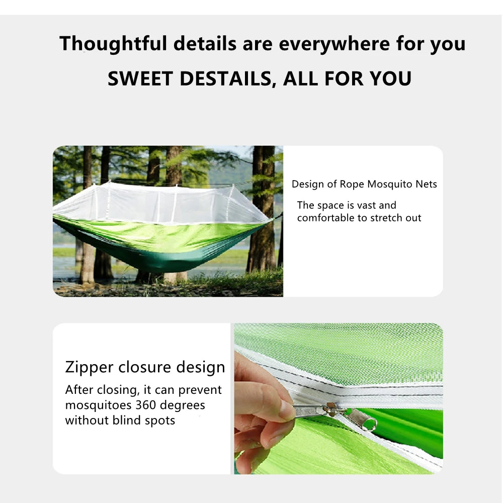 Portable Double Camping Hammock with Mosquito Net Chartreuse Outdoor Travel Hammock
