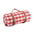 150x200cm Foldable Red White Picnic Blanket Waterproof Outdoor Mat with Leather Handle for Beach Camping Travel