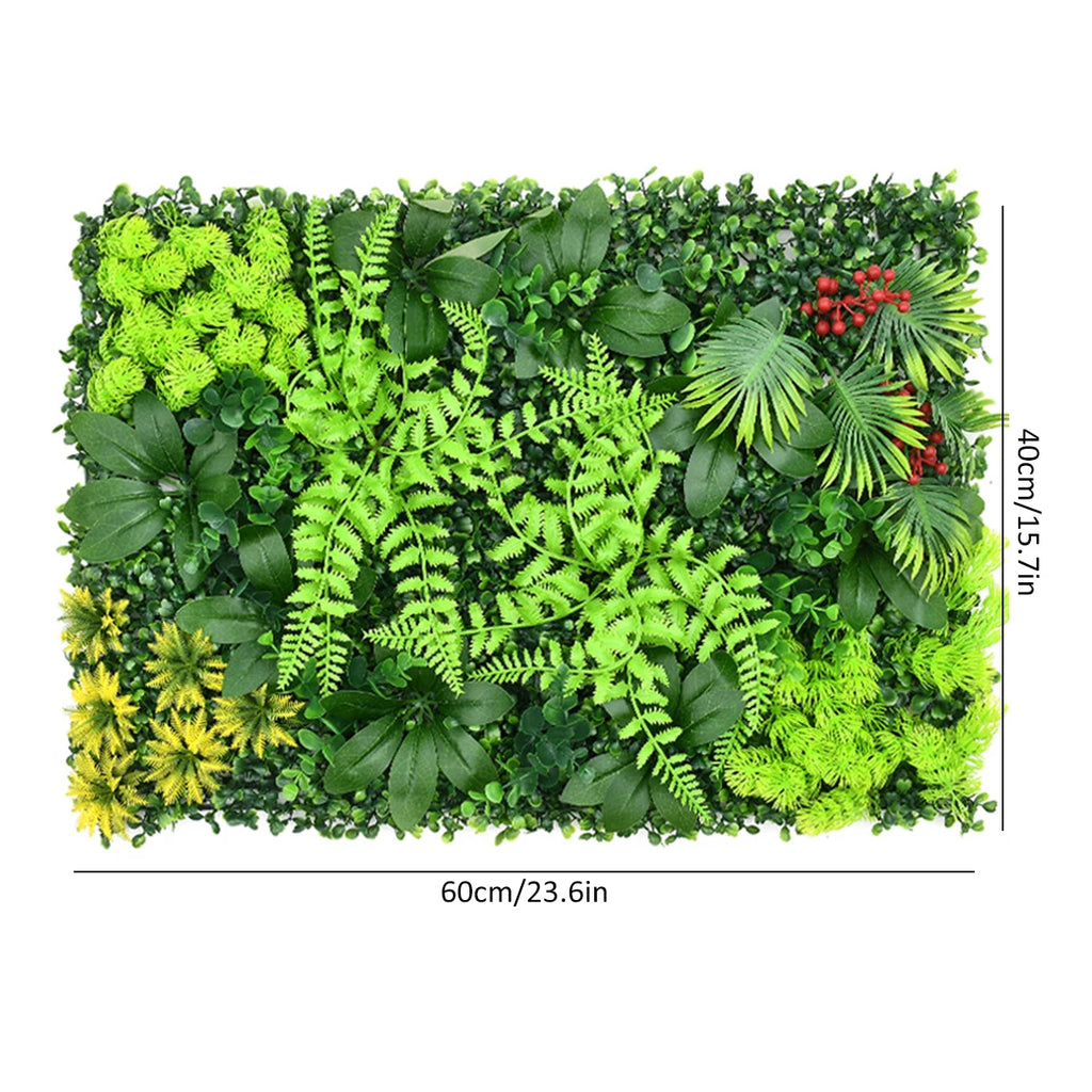 2 Piece Artificial Plant Wall Panels 40x60cm Green Hanging Grass Decor for Home Garden Fence