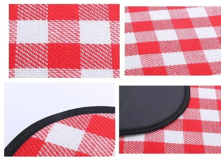 150x200cm Foldable Red White Picnic Blanket Waterproof Outdoor Mat with Leather Handle for Beach Camping Travel