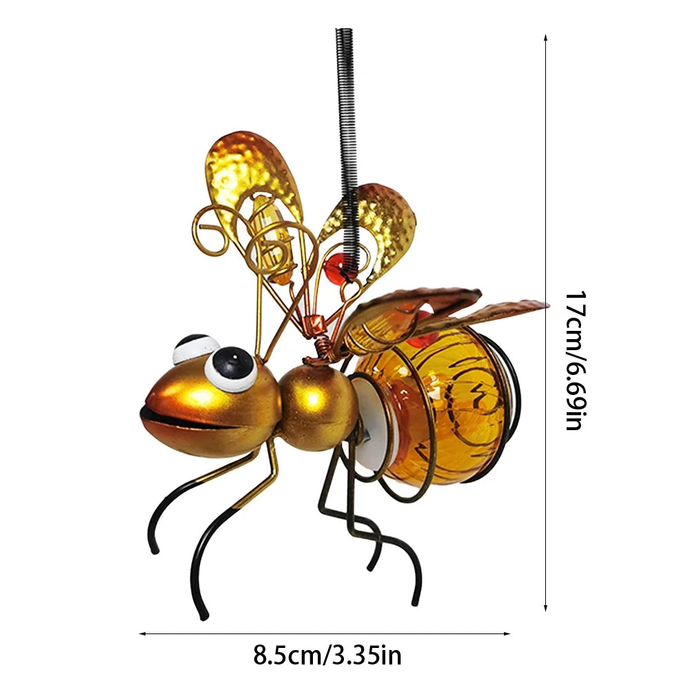 Solar Hanging Bug Light Metal Insect Garden Decor Lamp Outdoor Decorative Light