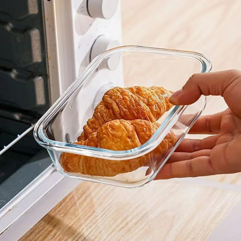 370ml Rectangular Glass Food Storage Container with Lid Microwave Freezer Dishwasher Friendly