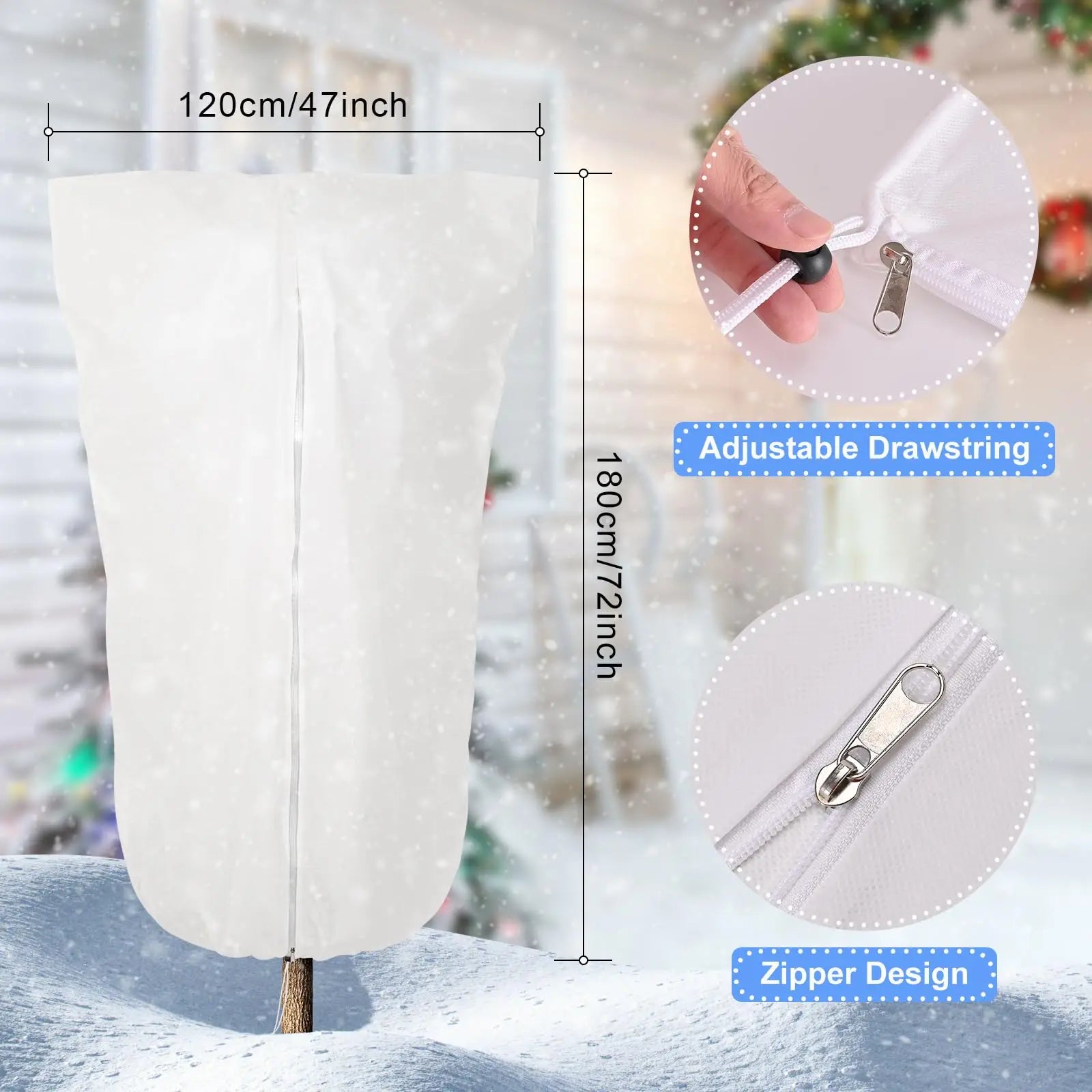 Plant Frost Protection Cover White 80 × 120 cm Non-Woven Plant Cover with Drawstring for Trees and Shrubs