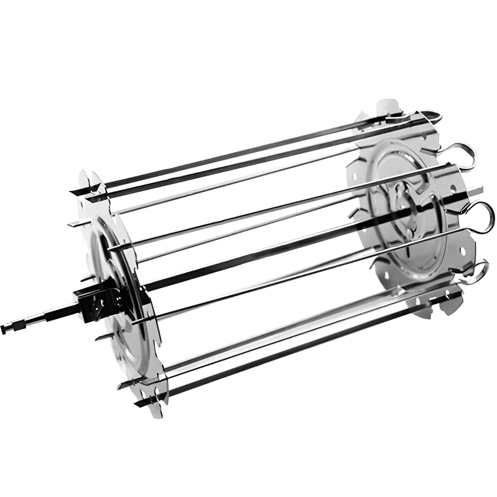 Stainless Steel Rotisserie Grill Cage with 10 Skewers BBQ Meat Vegetable Rotating Oven Kebab Maker Tool