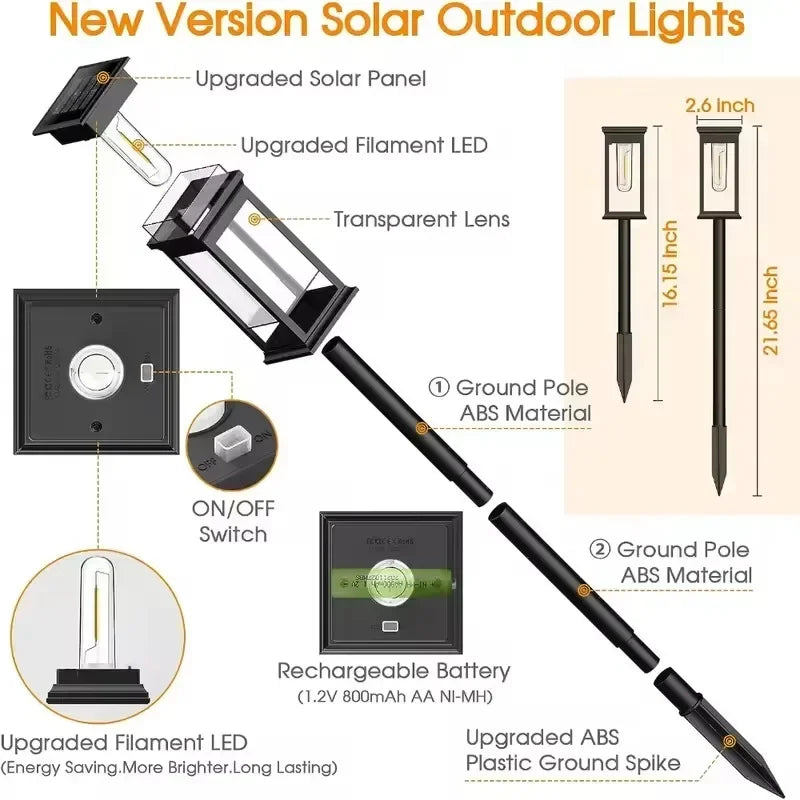 1 Piece Solar Garden Lawn Light Warm White IP65 Outdoor Landscape Path Light