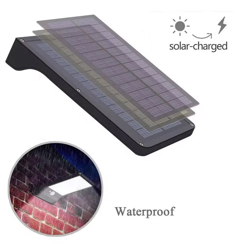 48 LED Solar Powered Wall Light with Motion Sensor Remote Control IP65 Waterproof