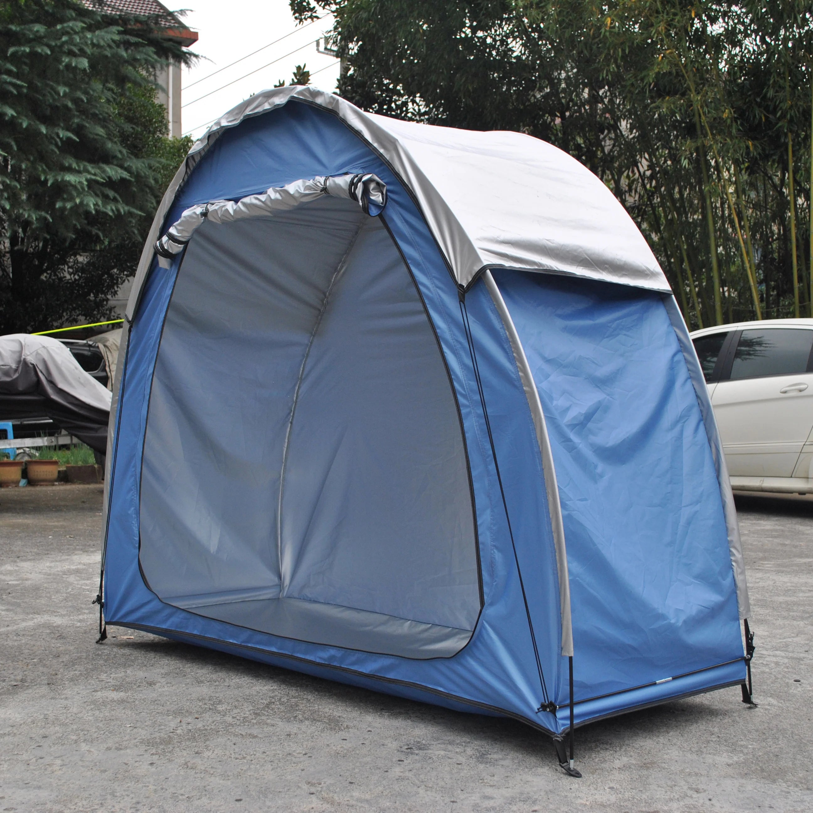 Waterproof Bicycle Storage Tent Blue with Rainfly Portable Outdoor Shelter for 2 to 3 Bikes Garden Equipment