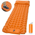 Ultralight Inflatable Orange Camping Sleeping Pad with Built-In Foot Pump and Pillow for Hiking Backpacking Travel