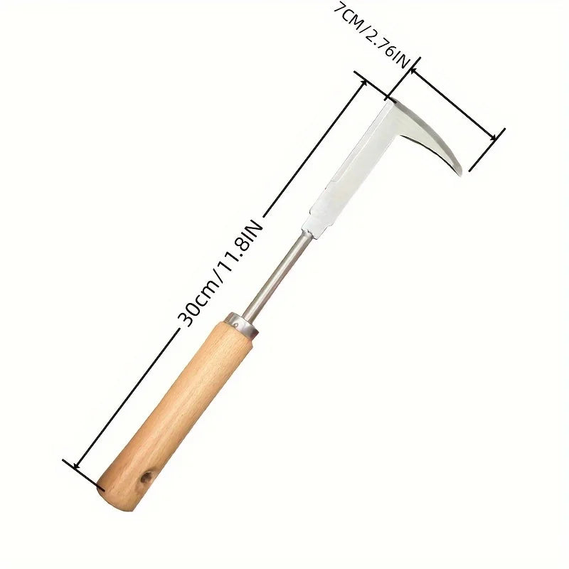 L-Shaped Stainless Steel Weeding Tool Manual Garden Weed Remover for Pavement Cracks and Gaps