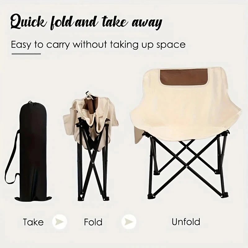 Portable Folding Camping Chair Beige Lightweight Outdoor Seat for Fishing Hiking Picnic and Camping