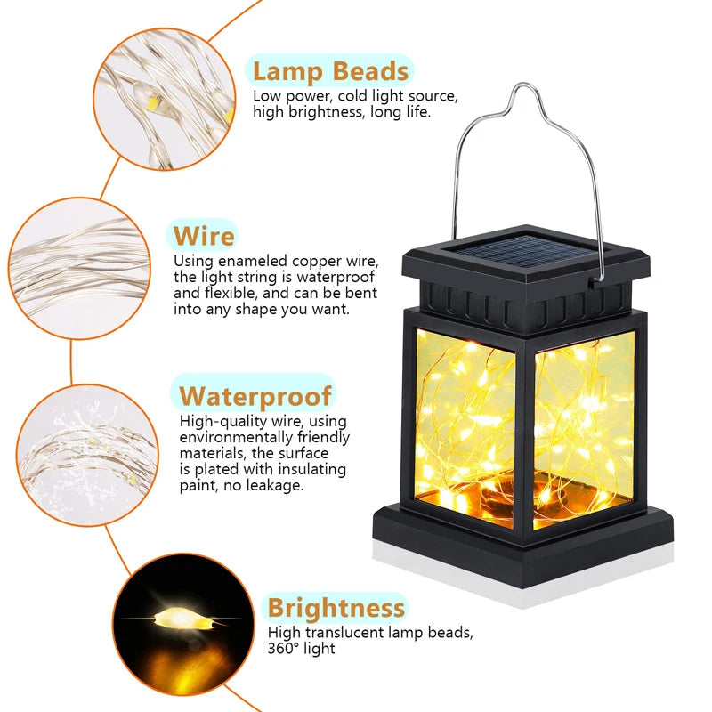 30 LED Solar Lantern Light Warm White Outdoor Hanging or Floor Garden Decor Lamp