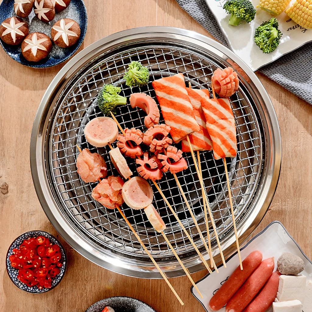 Portable Charcoal BBQ Grill 13 Inch Round Tabletop Camping Grill with Cooking Tray