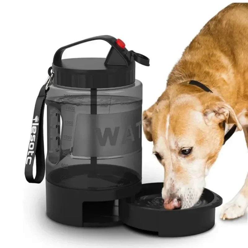 2200ml Portable Dog Water Bottle with Foldable Drinking Bowl Large Capacity Travel Water Dispenser