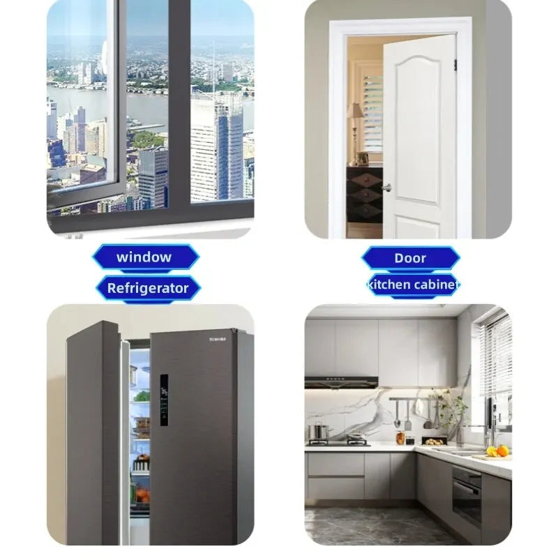 Adjustable Window and Door Restrictor Lock with Chain for Cabinets Refrigerators and Home Use