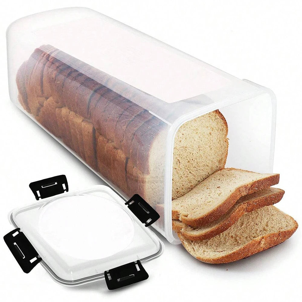 Clear Airtight Bread Loaf Storage Container Tall Bread Saver Box with Black Lid