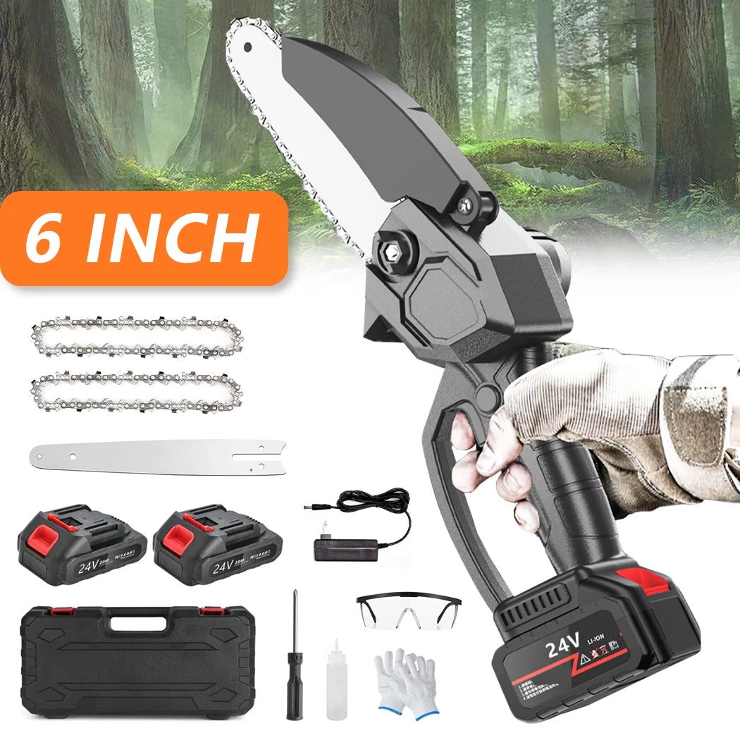 6 Inch Mini Cordless Electric Pruning Saw Rechargeable Wood Cutting Tool with 2 Batteries