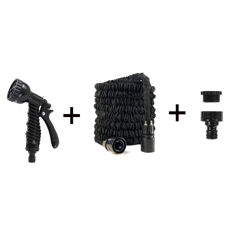 200FT Expandable Magic Garden Hose Black High Pressure Water Hose with 7 Spray Functions and Spray Gun