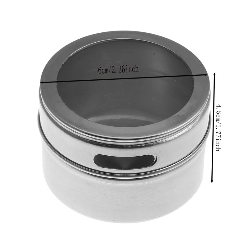 1 Piece Magnetic Spice Storage Jar Stainless Steel Seasoning Container with Spice Label
