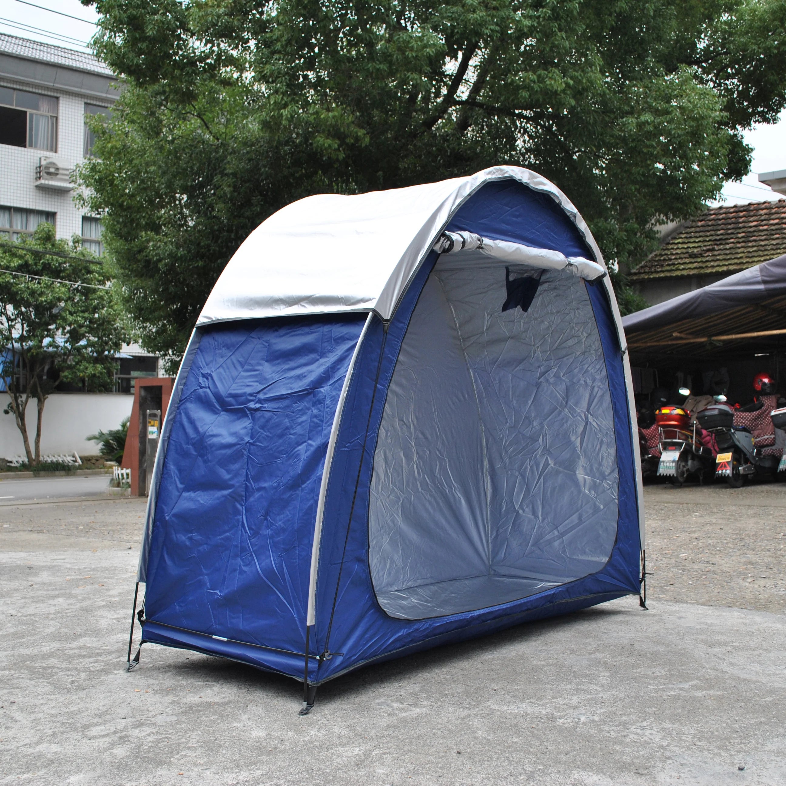 Waterproof Bicycle Storage Tent Navy Blue with Rainfly Portable Outdoor Shelter for 2 to 3 Bikes Garden Equipment