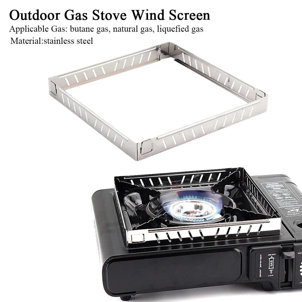 Stainless Steel Foldable Stove Wind Screen for Camping Gas Burner Cooking