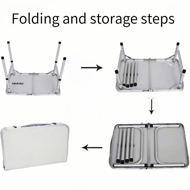 Portable White Foldable Camping Table Adjustable Height Aluminum Alloy Picnic Table for Hiking Fishing and Outdoor Use