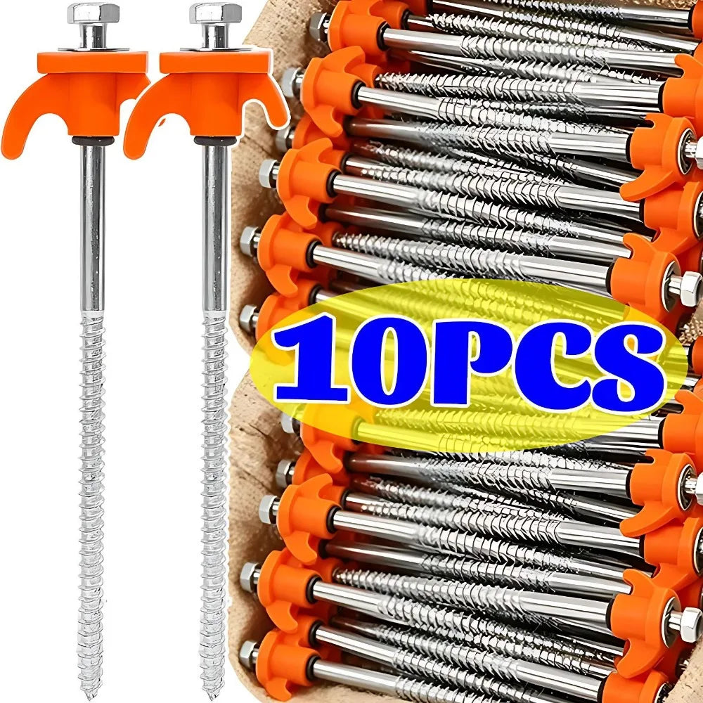 10 Piece Orange Tent Stakes Heavy Duty Carbon Steel Spiral Ground Anchors for Camping Canopies and Tarps