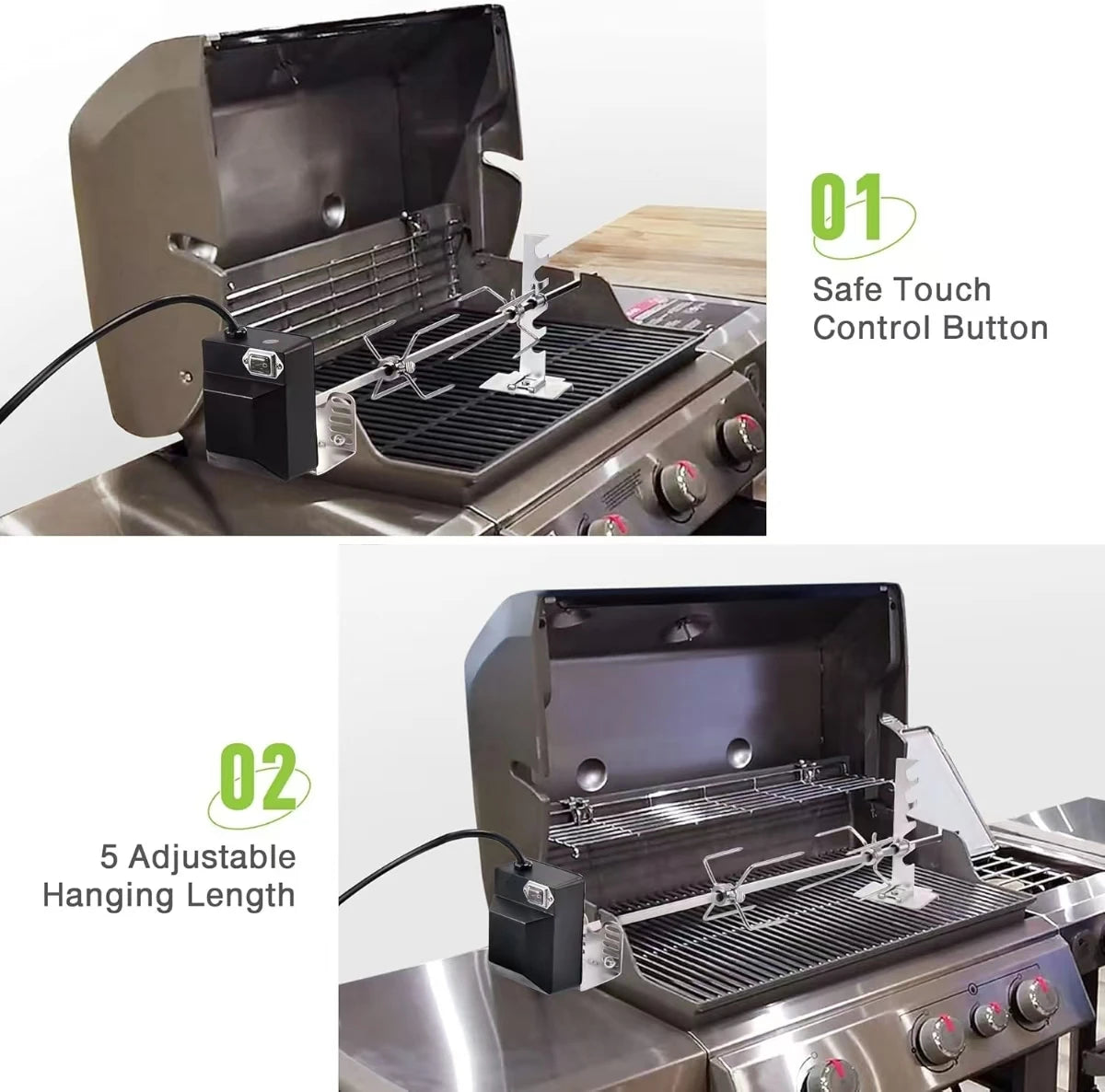Heavy Duty Rotisserie Grill Kit with Motor 15kg Load Stainless Steel BBQ Set