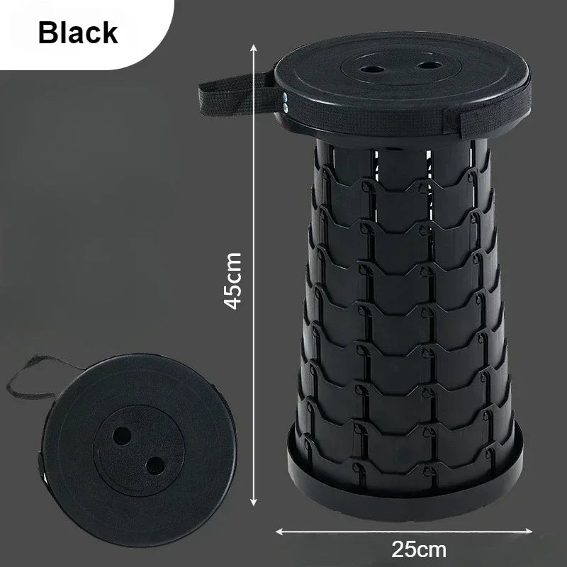 Portable Retractable Folding Stool Adjustable Height Collapsible Chair for Camping and Travel