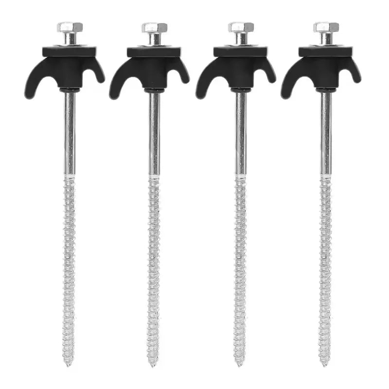 4 Piece Black Tent Stakes Heavy Duty Carbon Steel Spiral Ground Anchors for Camping Canopies and Tarps