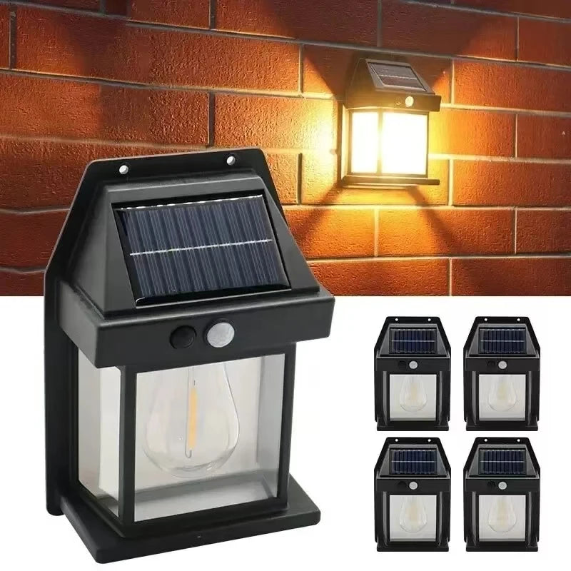 Solar Outdoor Street Light Waterproof LED Garden Wall Lamp Black for Pathway Yard Patio Lighting