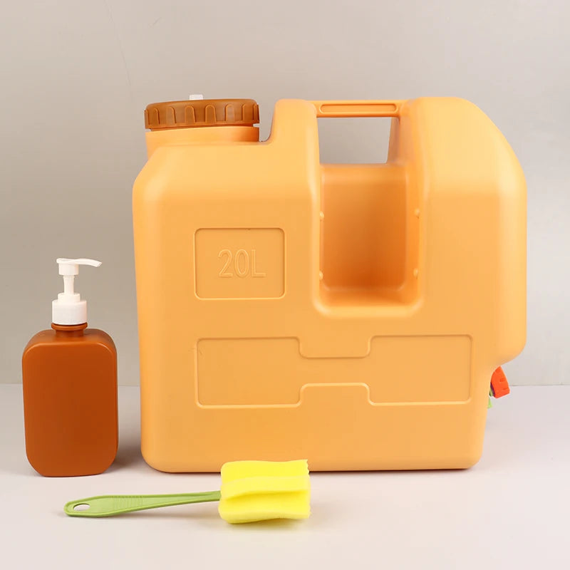 20L Portable Water Storage Tank with Spigot Soap Dispenser and Carry Handle for Camping