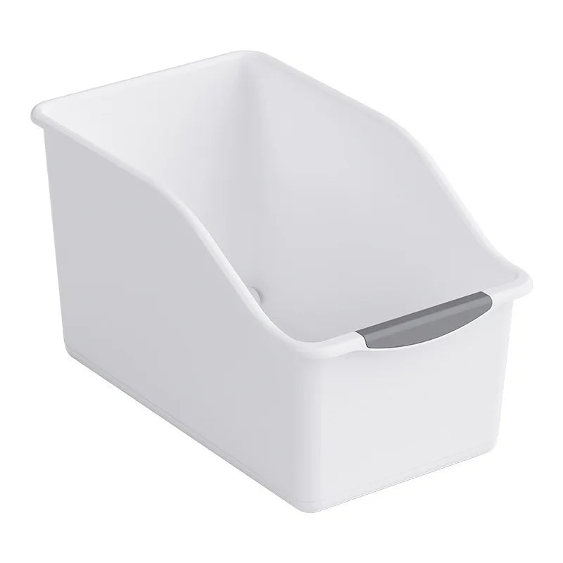 2 Piece Curved Plastic Storage Bins White Multipurpose Home Organizer Boxes