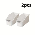 2 Piece Curved Plastic Storage Bins White Multipurpose Home Organizer Boxes