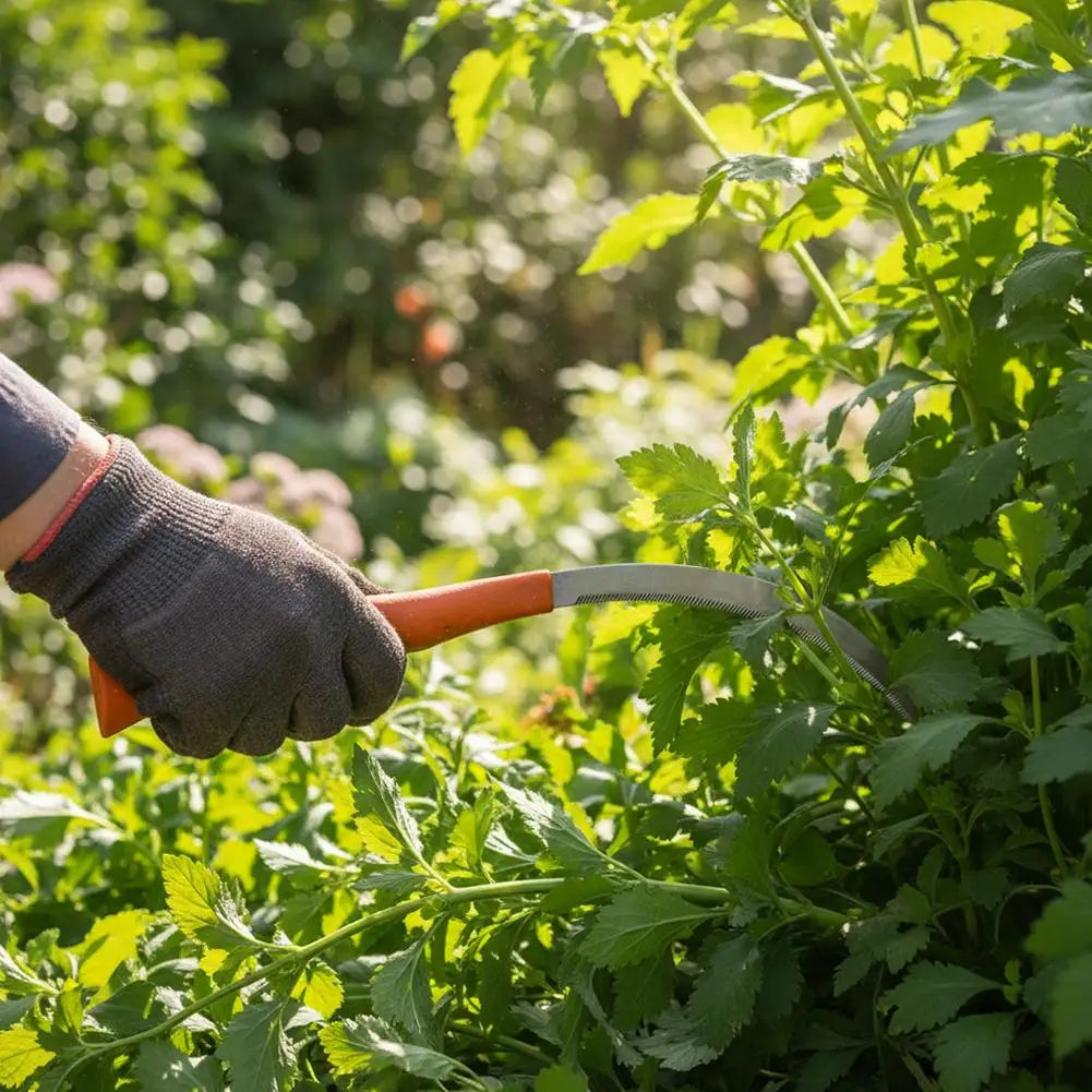 Garden Weeding Sickle Stainless Steel Hand Tool with Non Slip Handle for Gardening and Harvesting